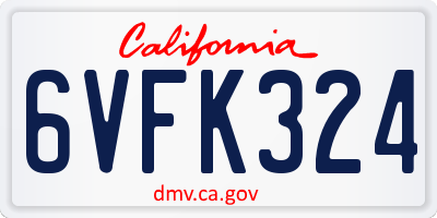 CA license plate 6VFK324