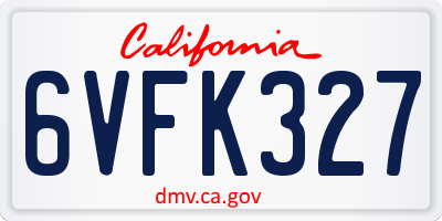 CA license plate 6VFK327