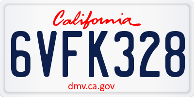 CA license plate 6VFK328