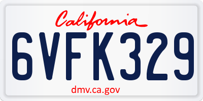 CA license plate 6VFK329