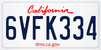 CA license plate 6VFK334