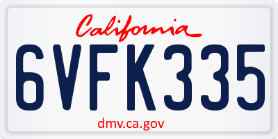 CA license plate 6VFK335