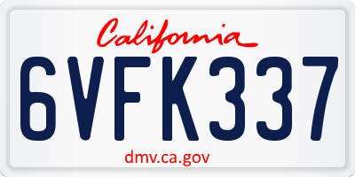 CA license plate 6VFK337