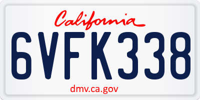 CA license plate 6VFK338