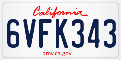CA license plate 6VFK343