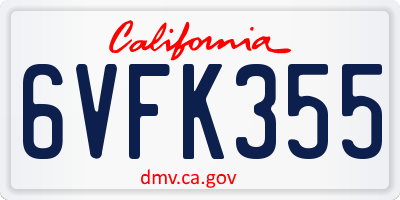 CA license plate 6VFK355