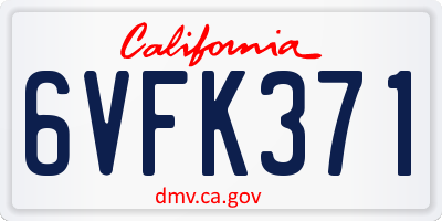 CA license plate 6VFK371