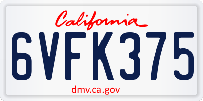 CA license plate 6VFK375