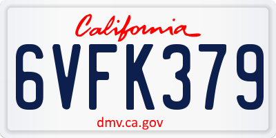 CA license plate 6VFK379