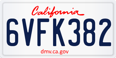 CA license plate 6VFK382