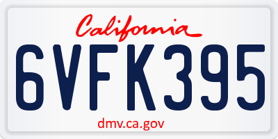 CA license plate 6VFK395