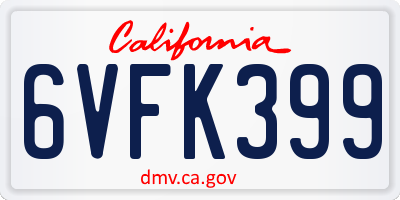 CA license plate 6VFK399