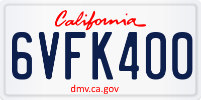 CA license plate 6VFK400