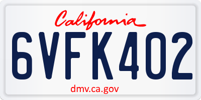 CA license plate 6VFK402