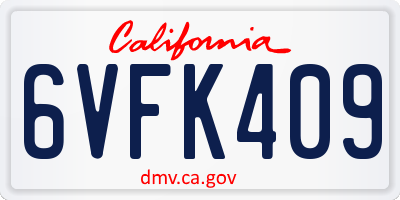 CA license plate 6VFK409