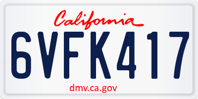 CA license plate 6VFK417