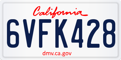 CA license plate 6VFK428