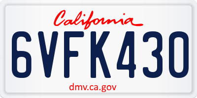 CA license plate 6VFK430