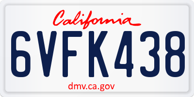 CA license plate 6VFK438