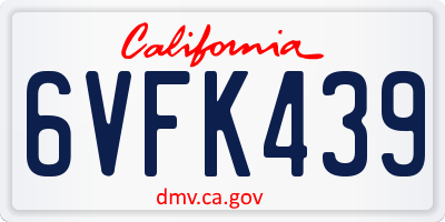 CA license plate 6VFK439
