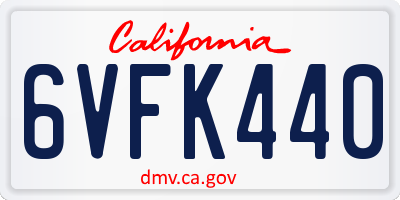 CA license plate 6VFK440