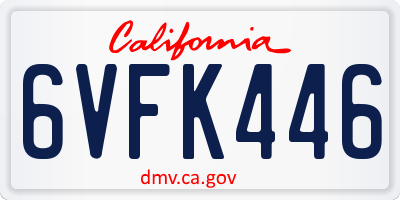 CA license plate 6VFK446