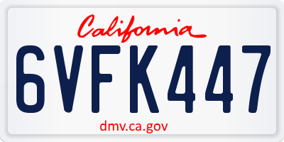 CA license plate 6VFK447