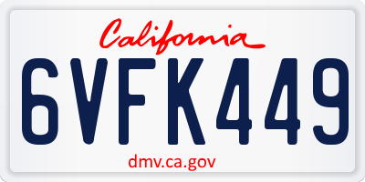 CA license plate 6VFK449