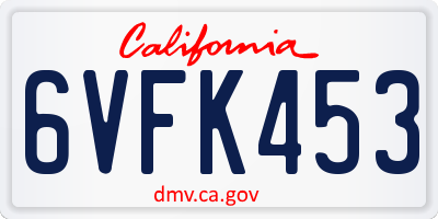 CA license plate 6VFK453