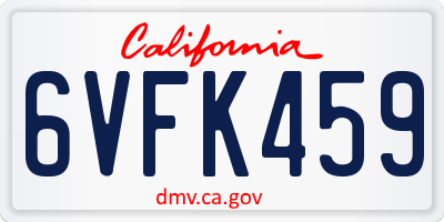 CA license plate 6VFK459