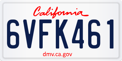 CA license plate 6VFK461