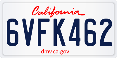 CA license plate 6VFK462
