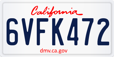 CA license plate 6VFK472