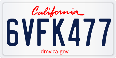 CA license plate 6VFK477