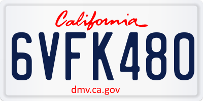 CA license plate 6VFK480
