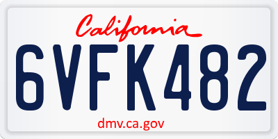 CA license plate 6VFK482