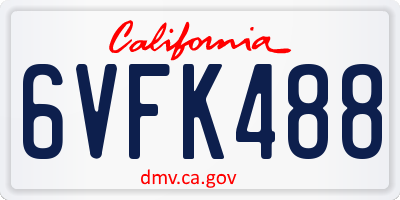 CA license plate 6VFK488