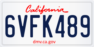 CA license plate 6VFK489