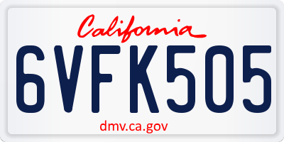 CA license plate 6VFK505