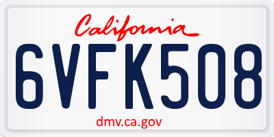 CA license plate 6VFK508
