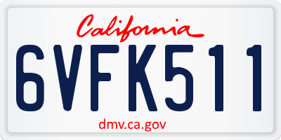 CA license plate 6VFK511