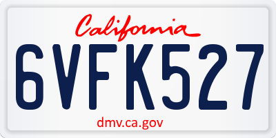 CA license plate 6VFK527