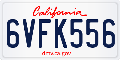 CA license plate 6VFK556