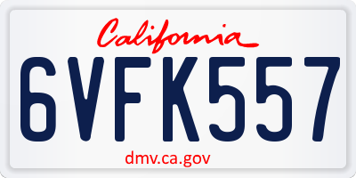 CA license plate 6VFK557