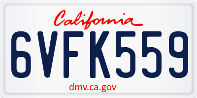 CA license plate 6VFK559