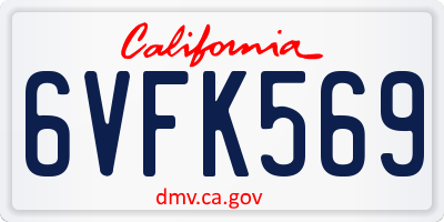 CA license plate 6VFK569