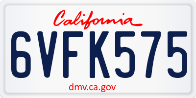 CA license plate 6VFK575