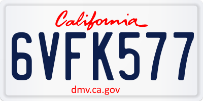 CA license plate 6VFK577