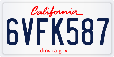 CA license plate 6VFK587
