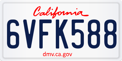 CA license plate 6VFK588